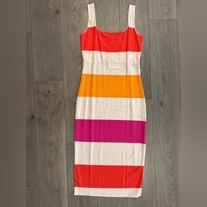 NWT Ted Baker PLUMO color block Ribbed Jersey Midi Dress Size 2 or Small Travel